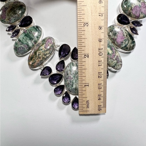 Ruby Zoisite Amethyst 925 Large Gemstone Necklace ONLY - Picture 4 of 7